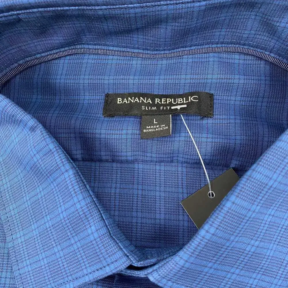 Banana Republic Blue Plaid Dress Shirt | Men’s Regular Size L